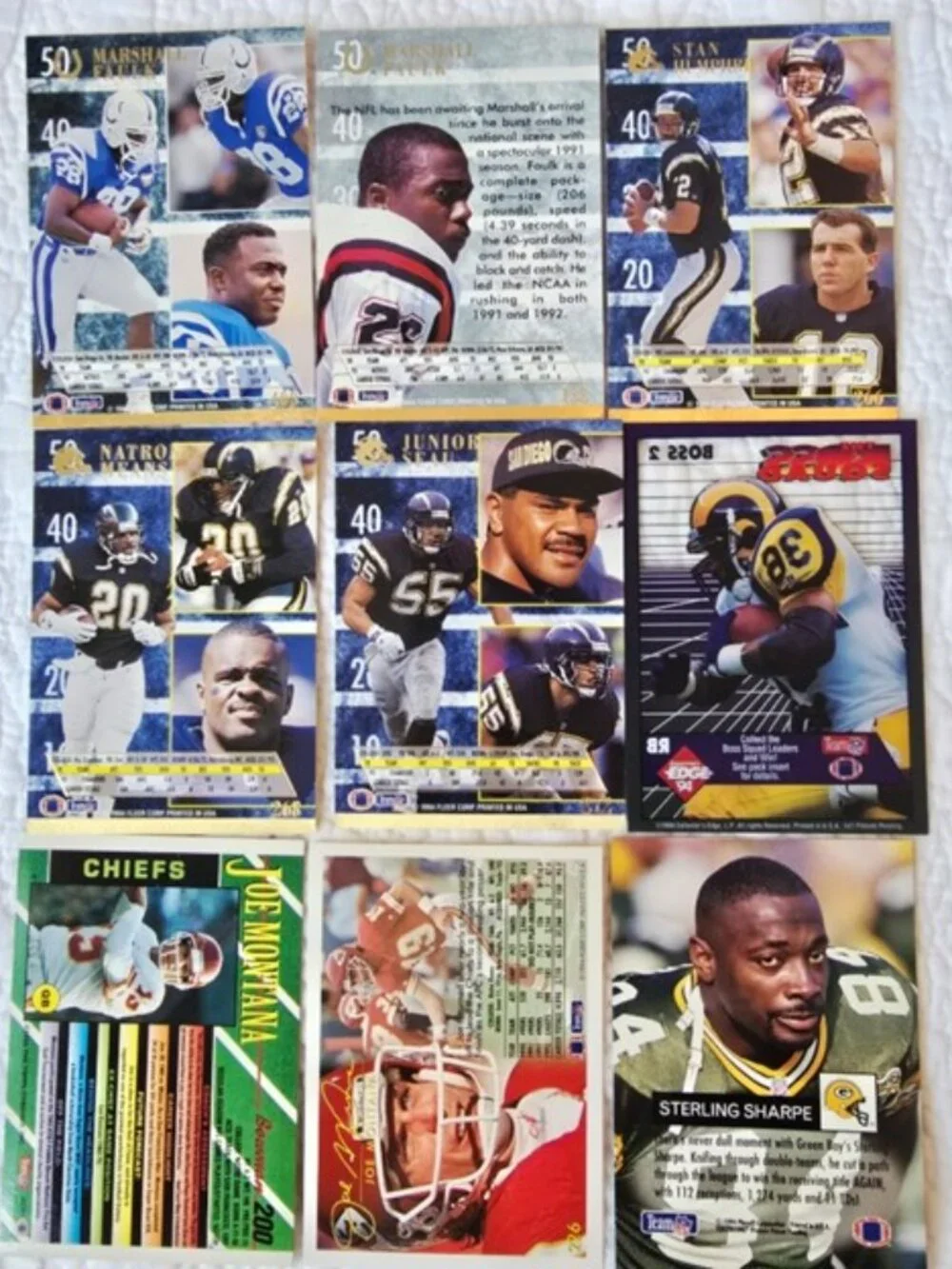 Vintage Football Trading Card Lot 40 Cards Sanders Aikman Montana Bradshaw Long